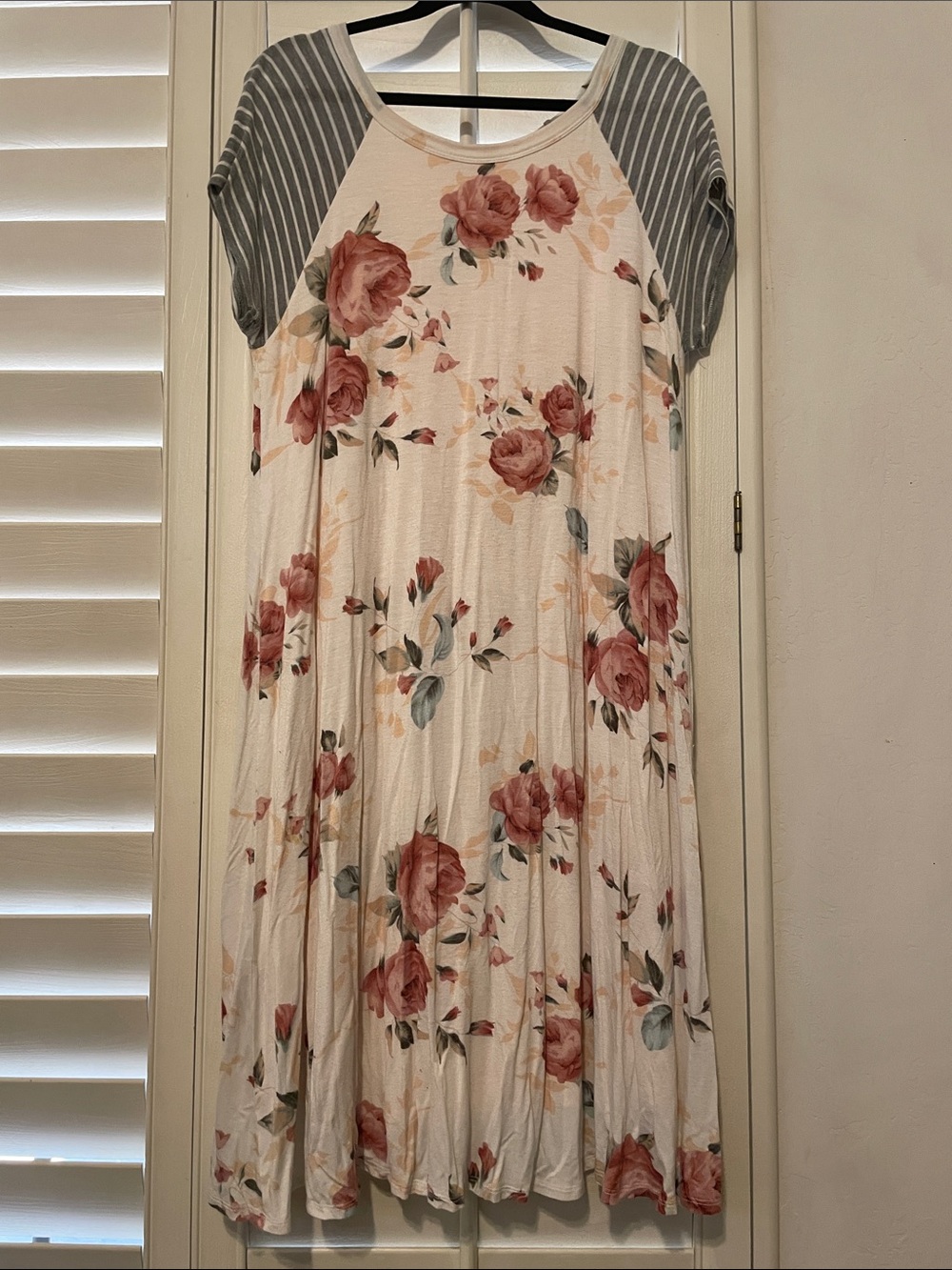 Sweet Claire Pink Floral Tee with Cream Base